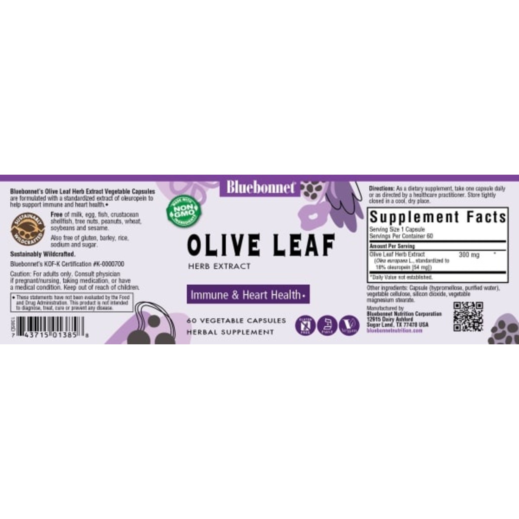 Bluebonnet Bluebonnet - Olive Leaf Herb Extract - 60 Veg Capsules
