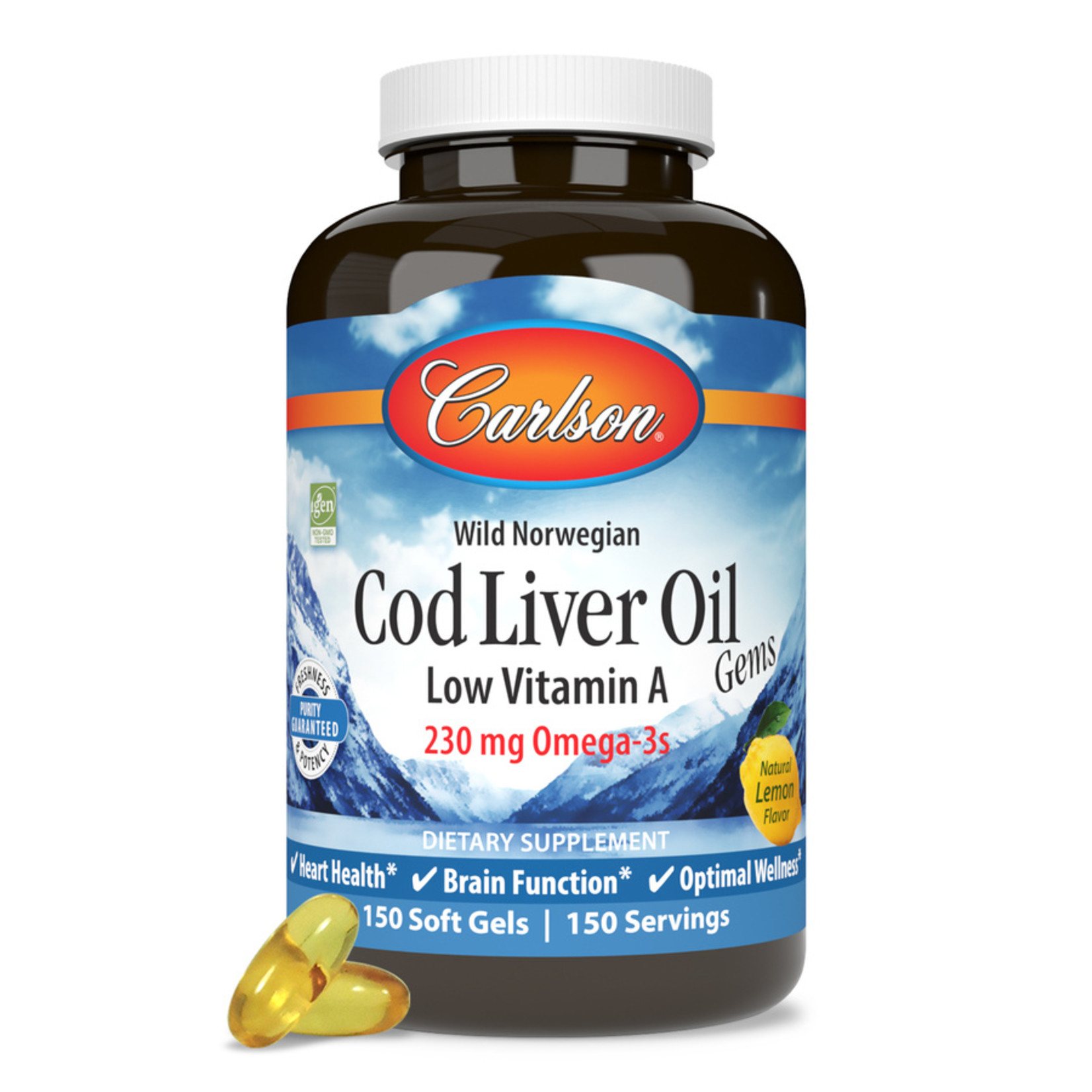 Carlson Carlson - Cod Liver Oil Gems  Low Vit A - 150 Softgels