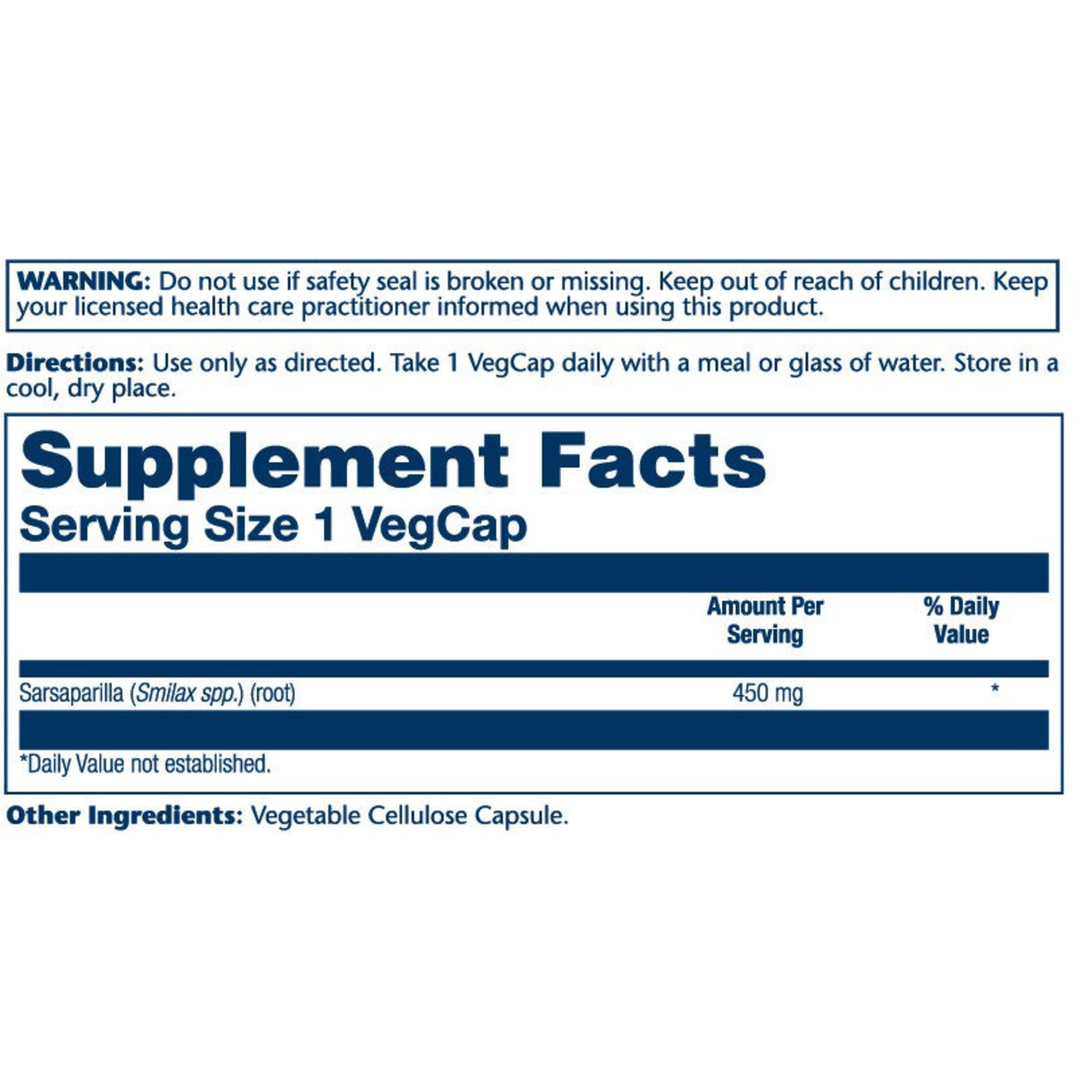 Solaray Solaray - Sarsaparilla Root - 100 Capsules