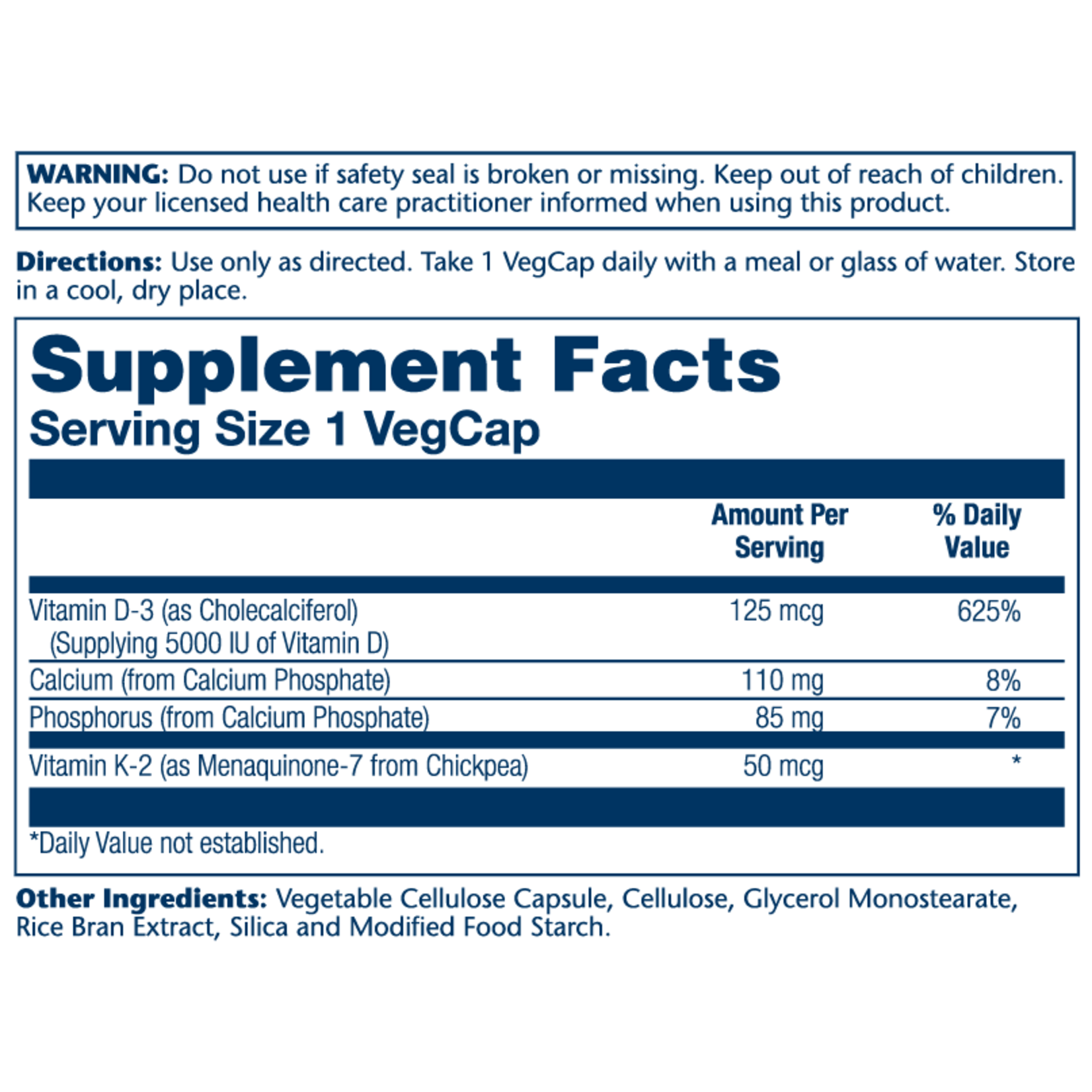 Solaray Solaray - Vit D3&K2 5000IU (125mcg/50mcg) - 60 vegcap
