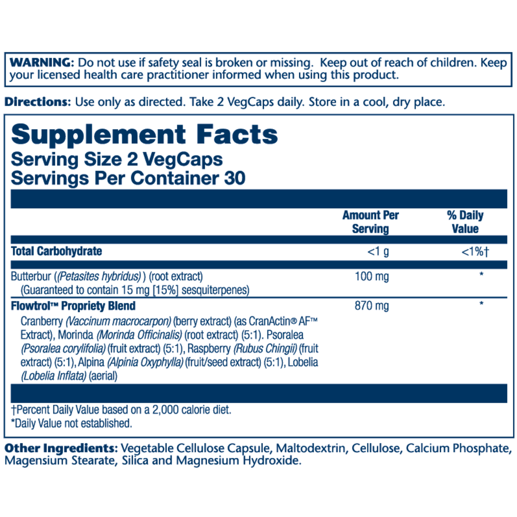 Solaray Solaray - Continence W/ Flowtrol - 60 Capsules