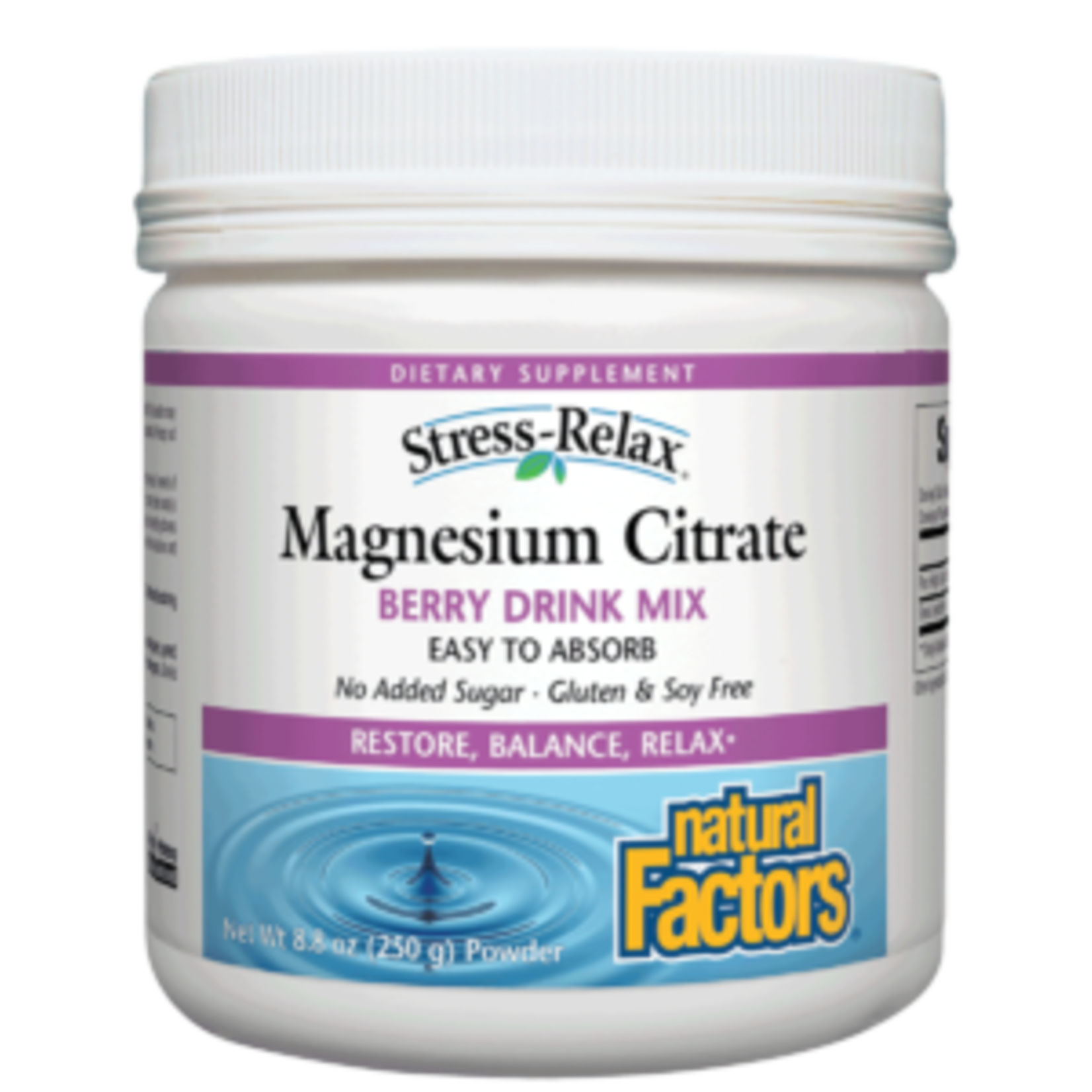 Natural Factors Natural Factors - Stress-Relax Magnesium Citrate Powder Tropical Drink Mix - 8.8 oz