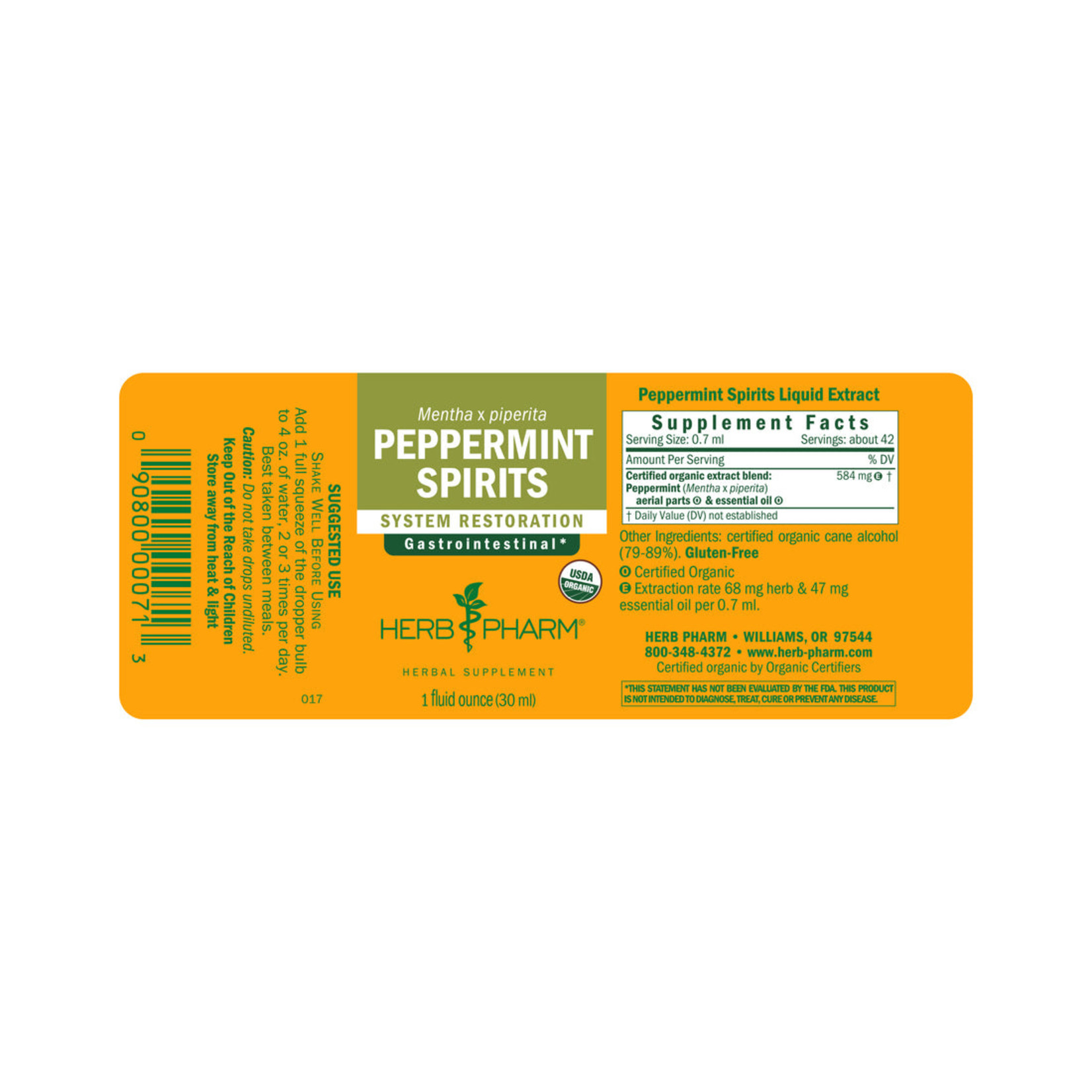 Herb Pharm Herb Pharm - Peppermint Spirits - 1 oz