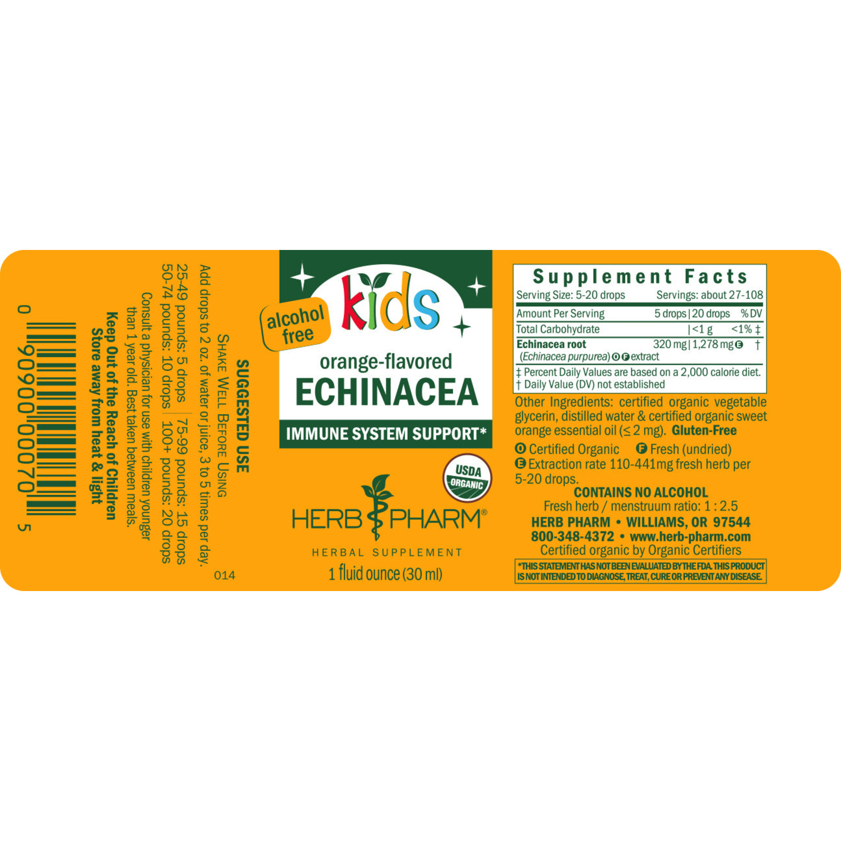 Herb Pharm Herb Pharm Kids - Alcohol Free Echinacea Orange - 1 oz