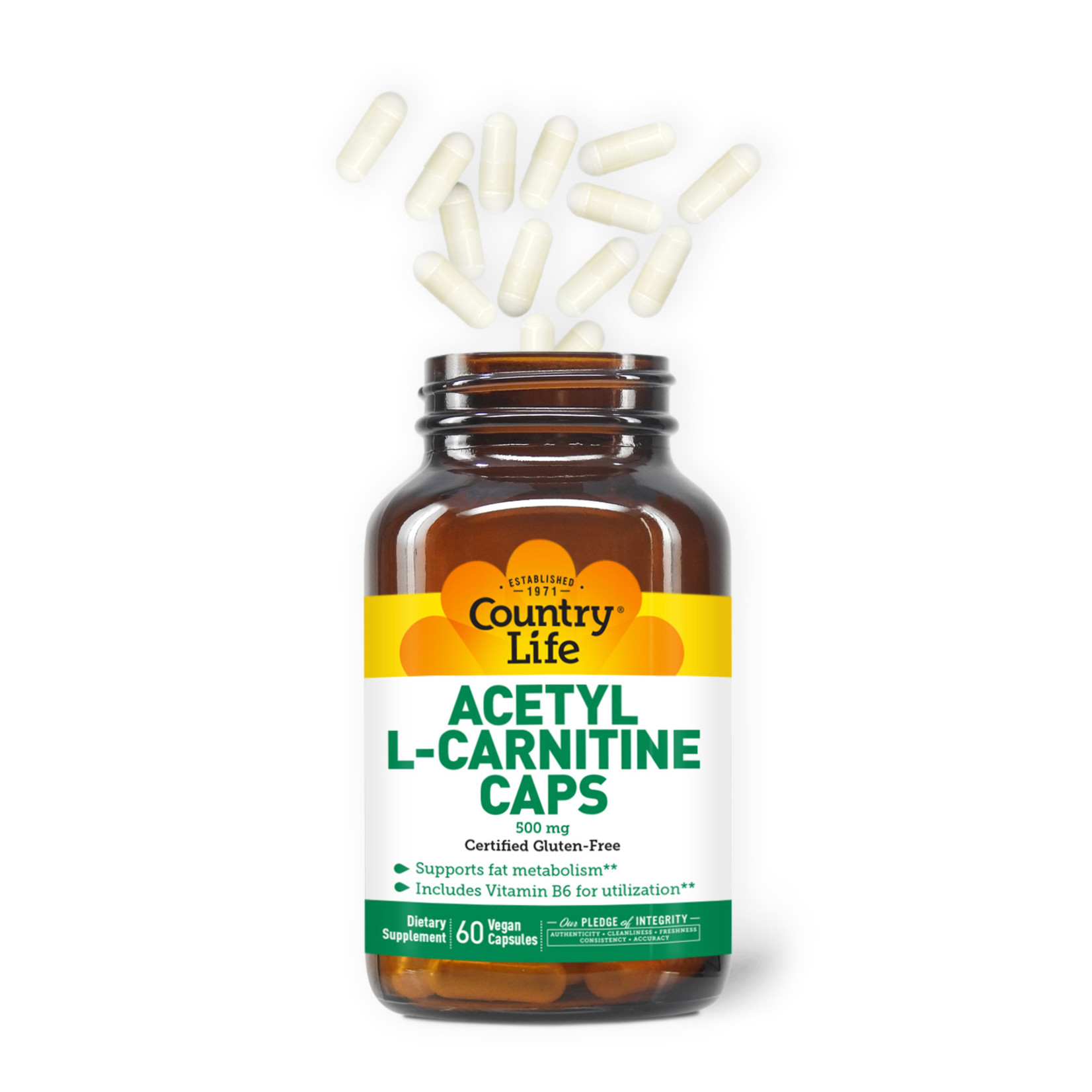 Country Life Country Life - Acetyl L-Carnitine Caps 500 mg - 60 Veg Capsules