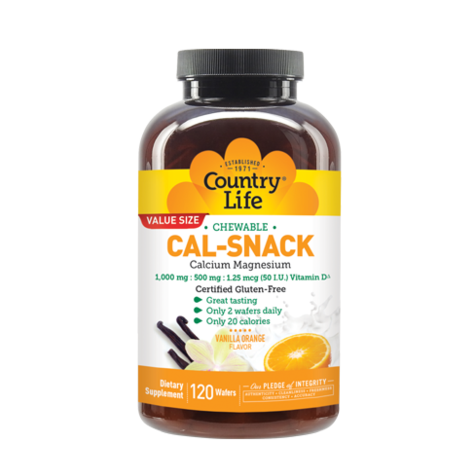 Country Life Country Life - Chewable Cal Snack Vanilla Orange - 120 Veg Capsules