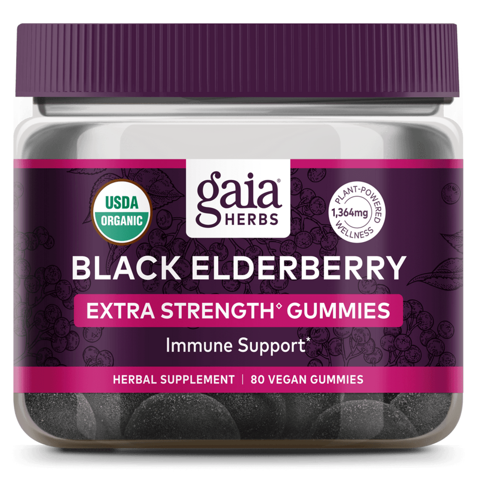 Gaia Herbs Gaia Herbs - Black Elderberry Gummies Extra Strength - 80 Gummies