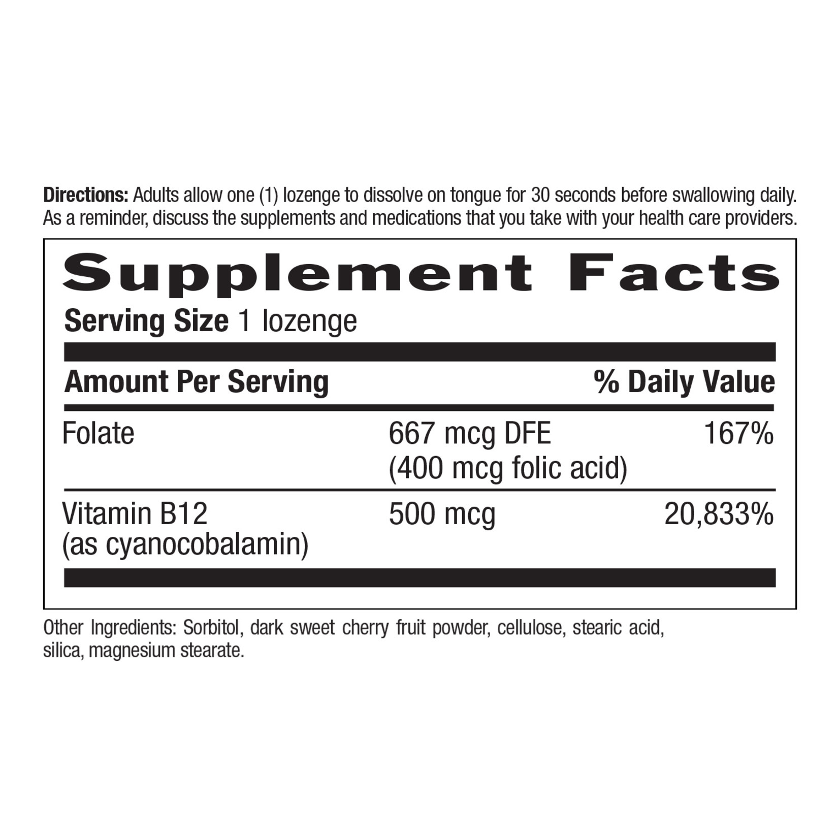Country Life Country Life - Vitamin B12 w Folate 500 mcg Cherry - 100 Lozenges