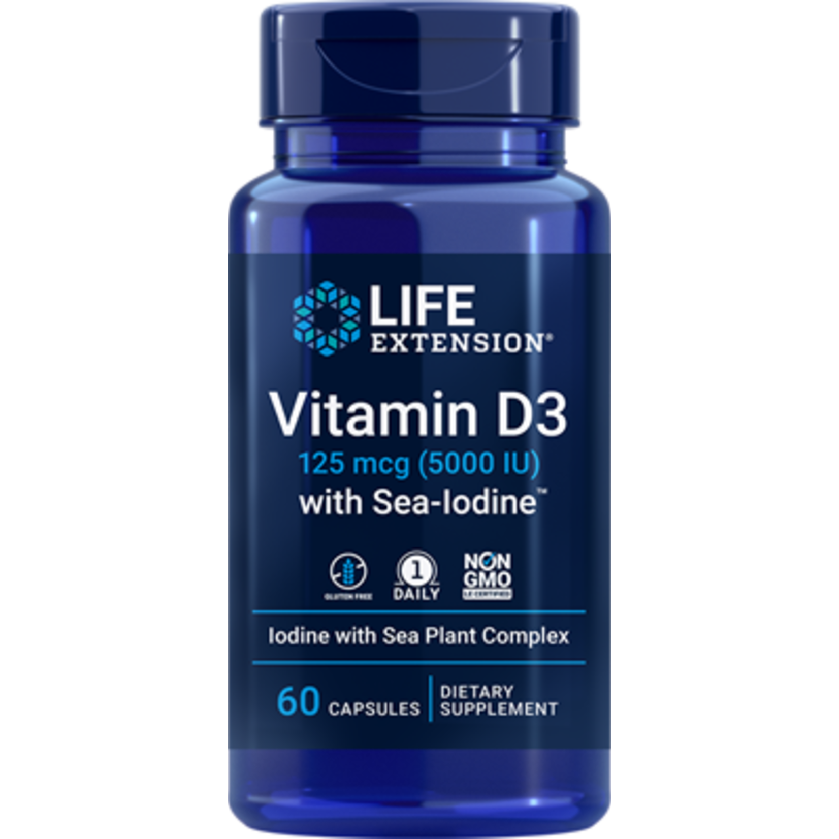 Life Extension Life Extension - Vitamin D3 With Sea-Iodine™ 5000 IU - 60 Capsules