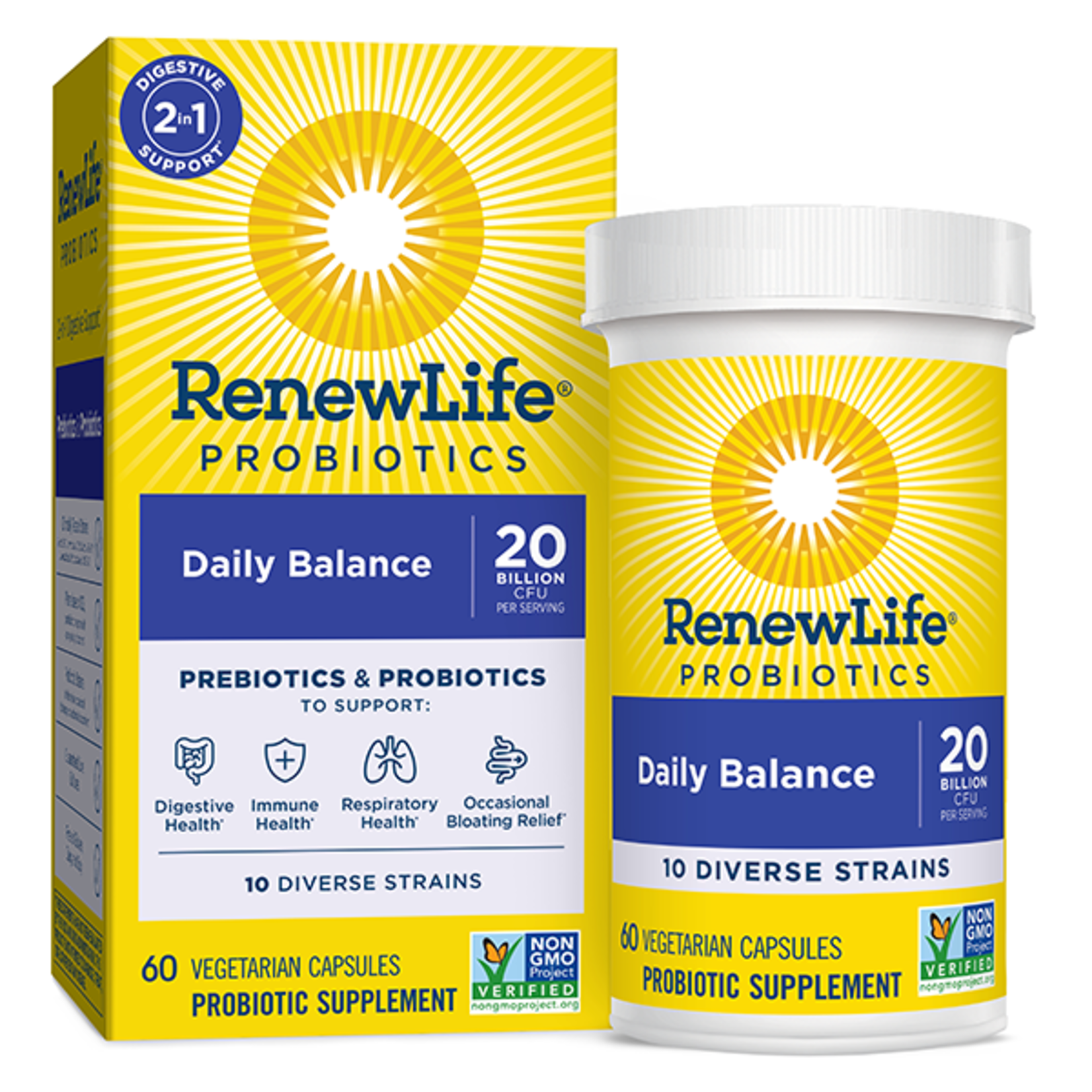 Renew Life Renew Life - Daily Balance Probiotics + Prebiotics 60Ct - 60 Capsules