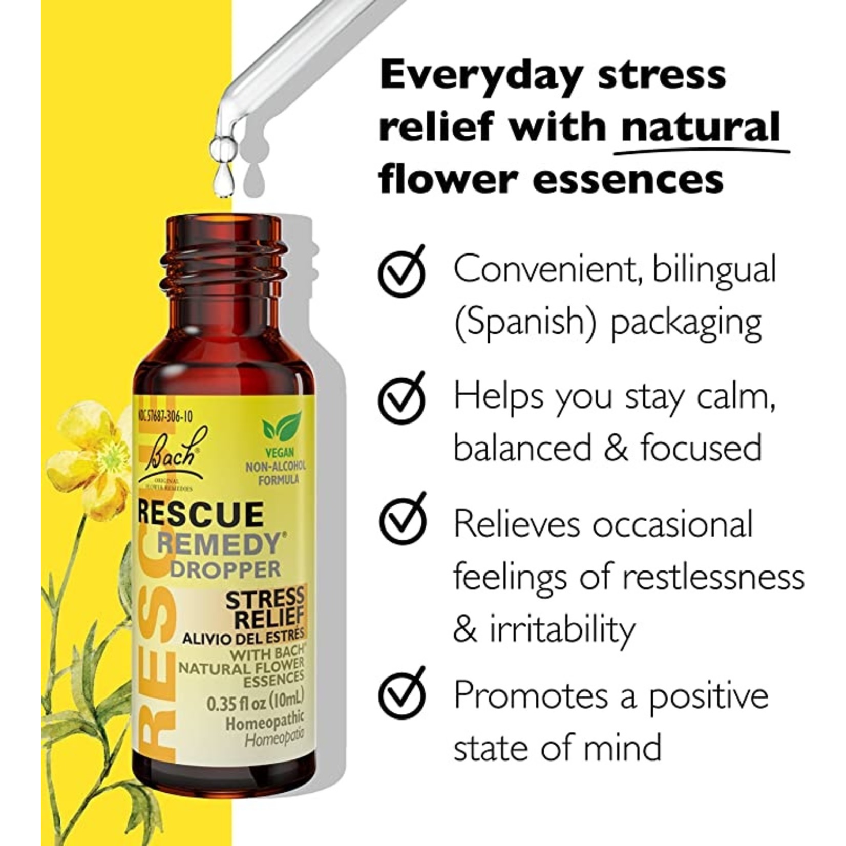 Bach Flower Remedies Bach Flower Remedies - Rescue Remedy Stress Relief Tincture - 10 ml