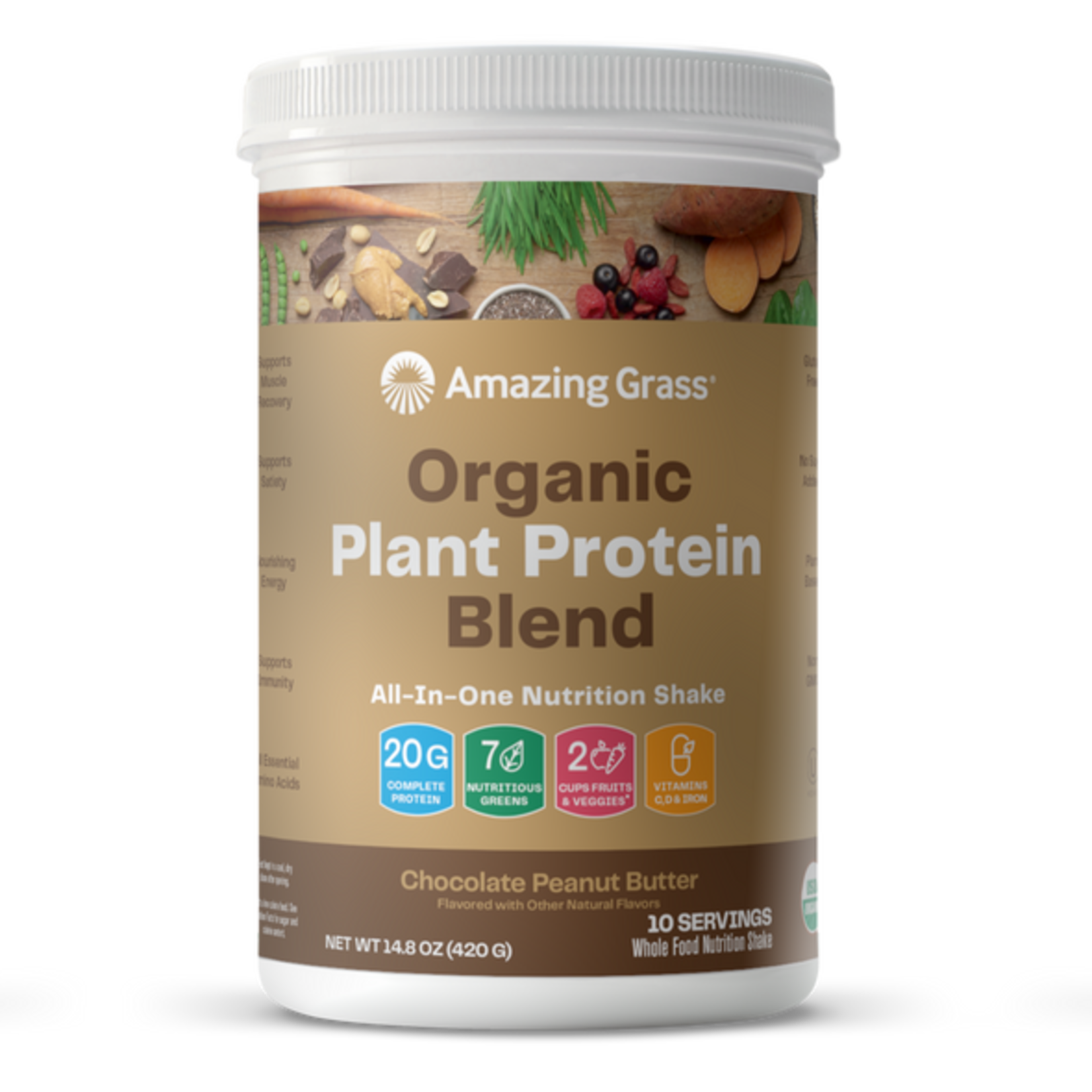 Amazing Grass Amazing Grass - Organic Plant Protein Chocolate Peanut Butter - 14.8 oz
