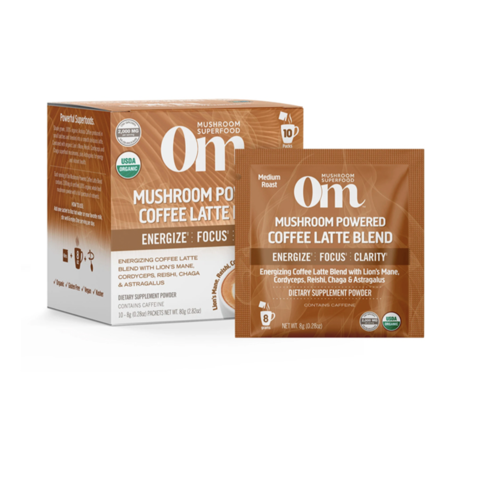 Om Mushroom Om - Box of Mushroom Coffee Latte Blend - 10 Pack