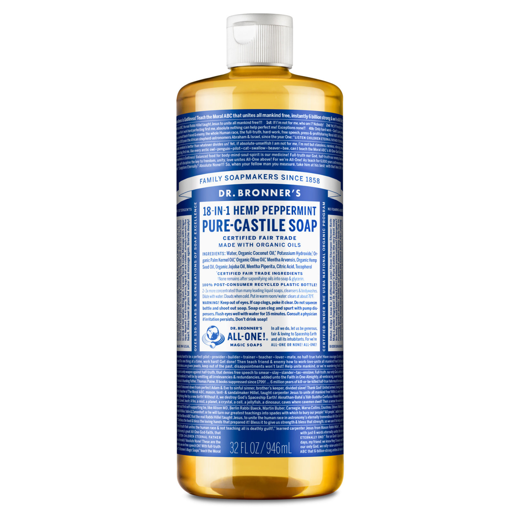 Dr Bronners Dr Bronners - Organic Castile Liquid Soap Peppermint - 32 oz