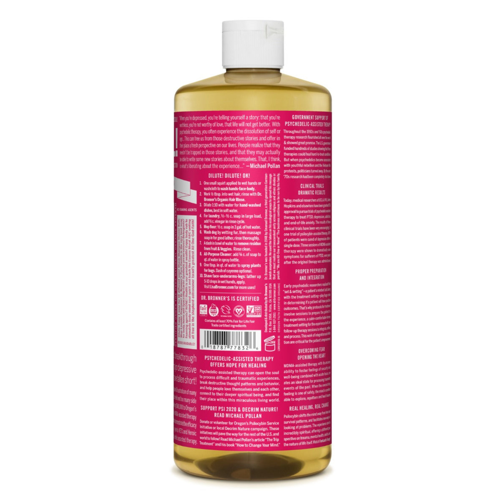 Dr Bronners Dr Bronners - Organic Castile Liquid Soap Rose - 32 oz