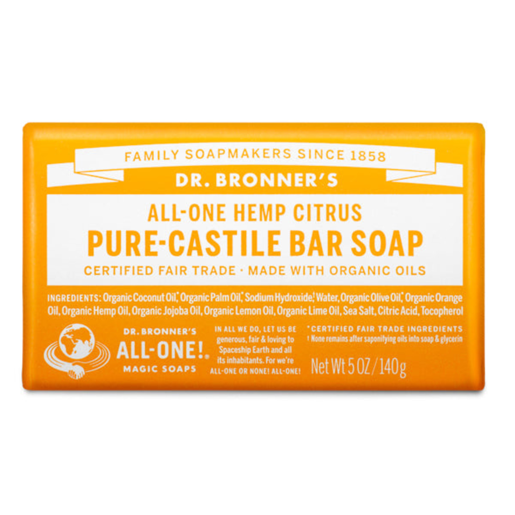 Dr Bronners Dr Bronners - Organic Castile Barsoap Orange Citrus - 5 oz