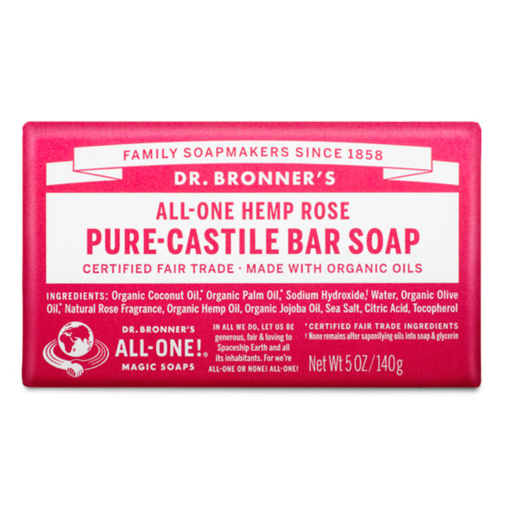Dr Bronners Dr Bronners - Organic Castile Barsoap Rose - 5 oz