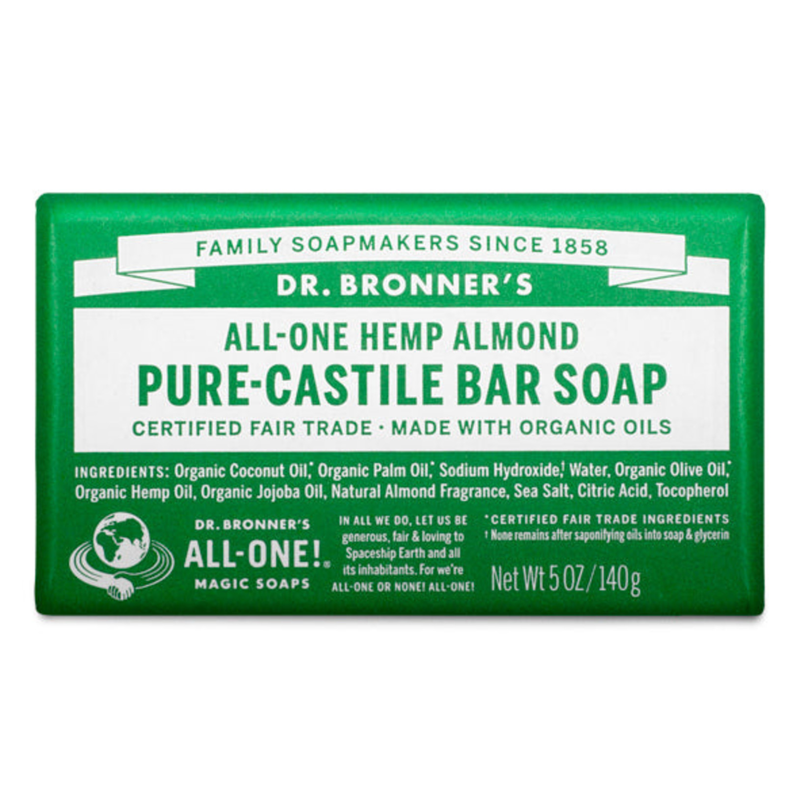 Dr Bronners Dr Bronners - Pure Castile Barsoap Hemp Almond - 5 oz
