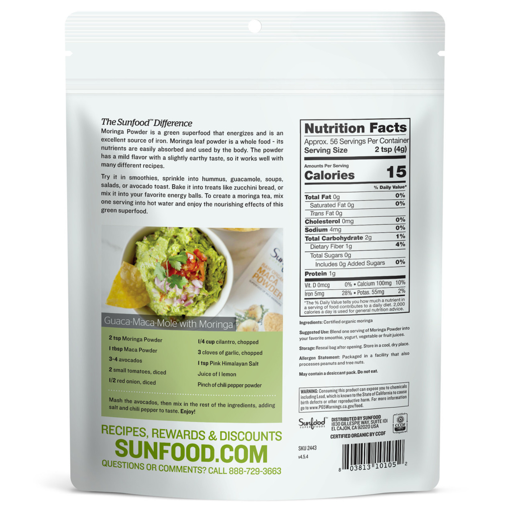 Sunfood Sunfood - Organic Moringa Powder - 8 oz