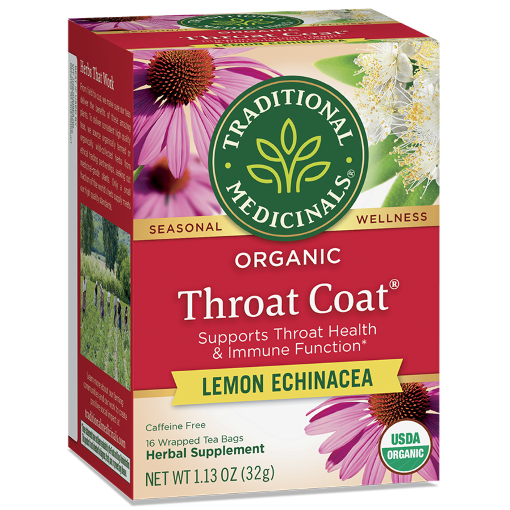 Traditional Medicinals Traditional Medicinals - Organic Lemon Echinacea Throat Coat Herbal Tea - 16 Bags