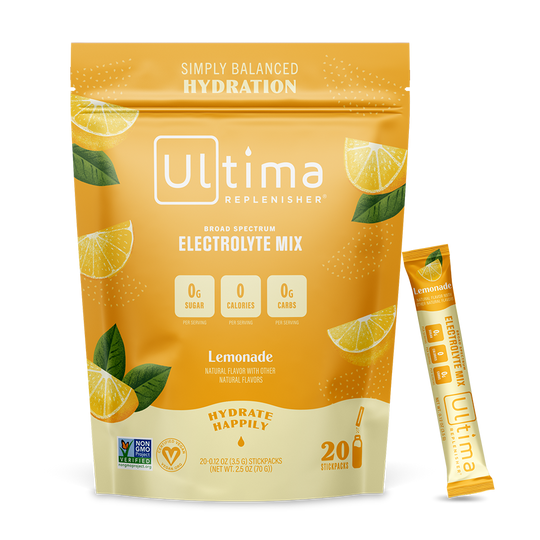 Ultima Box of Lemonade Electrolyte Powder 20 Sticks Charlotte Vitamins