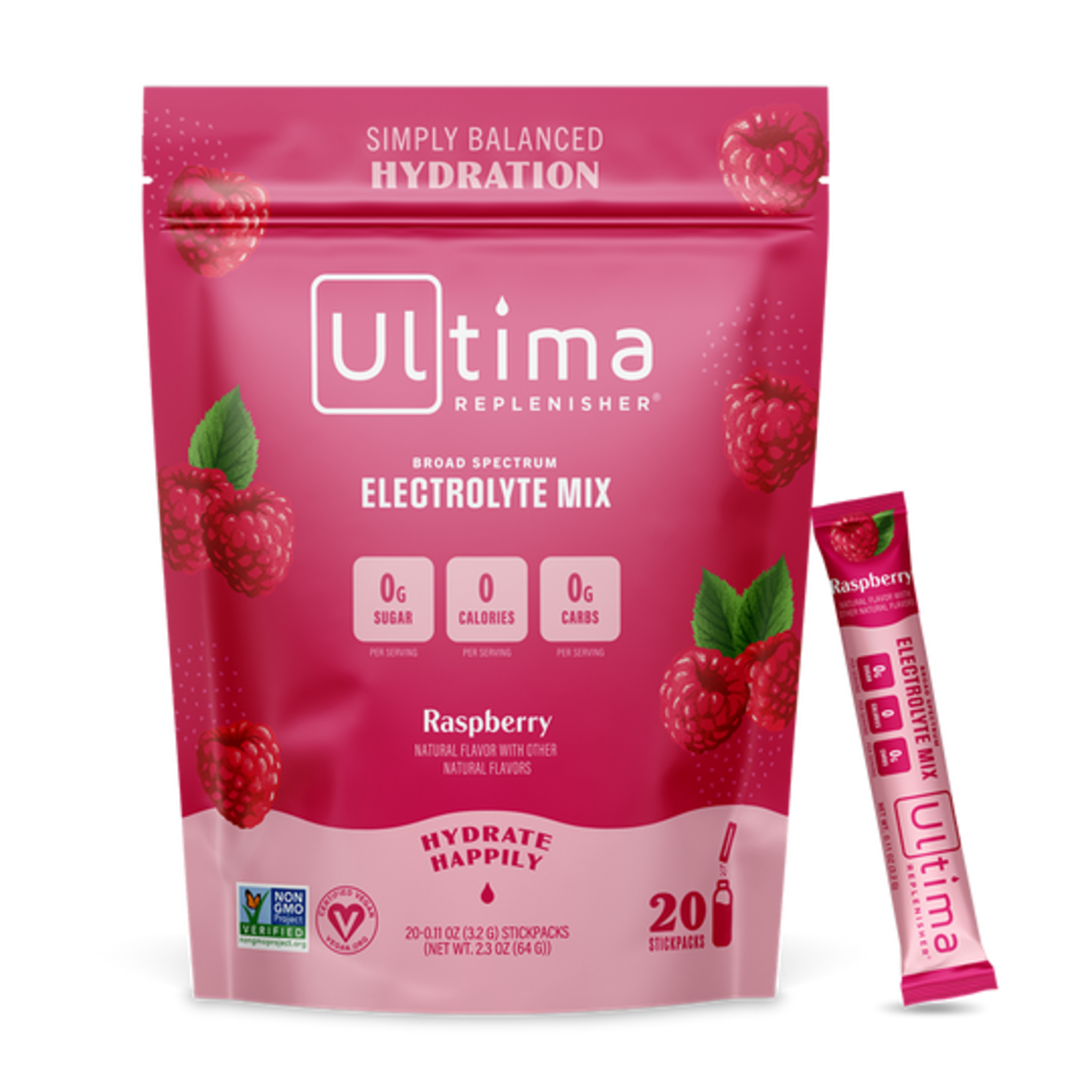 Ultima Ultima - Box of Raspberry Electrolyte Powder - 20 Sticks