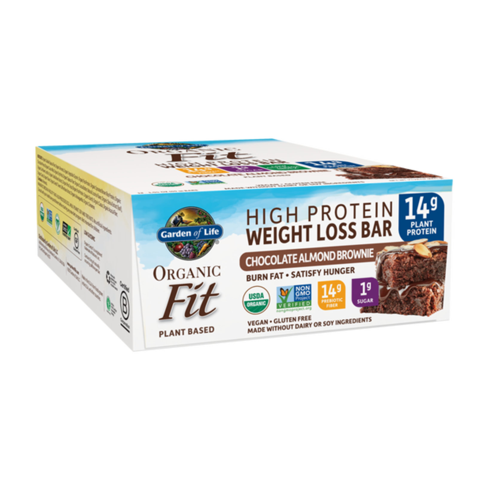 Garden of Life Garden of Life - Box of Organic Fit Weight Loss Bar Chocolate Almond Brownie - 12 Bars