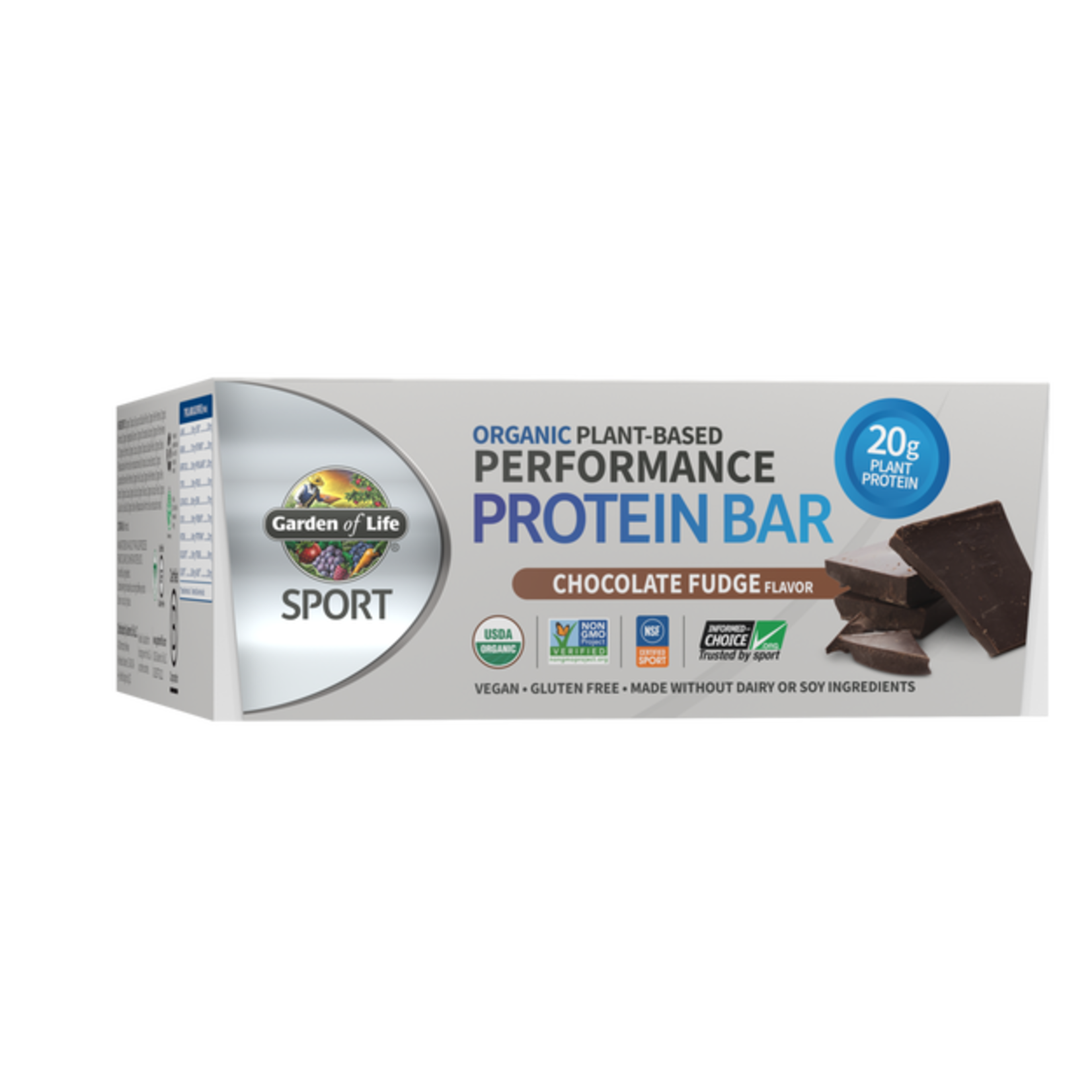 Garden of Life Garden of Life - Box of Sport Organic Plant Based Protein Bar Chocolate Fudge - 12 Bars