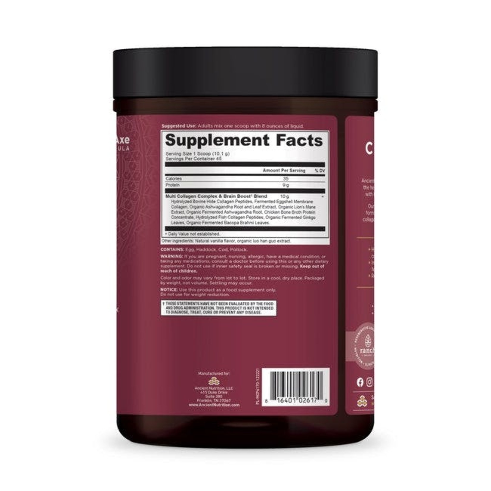 Ancient Nutrition Ancient Nutrition - Multi Collagen Protein Brain Boost Vanilla - 454 g