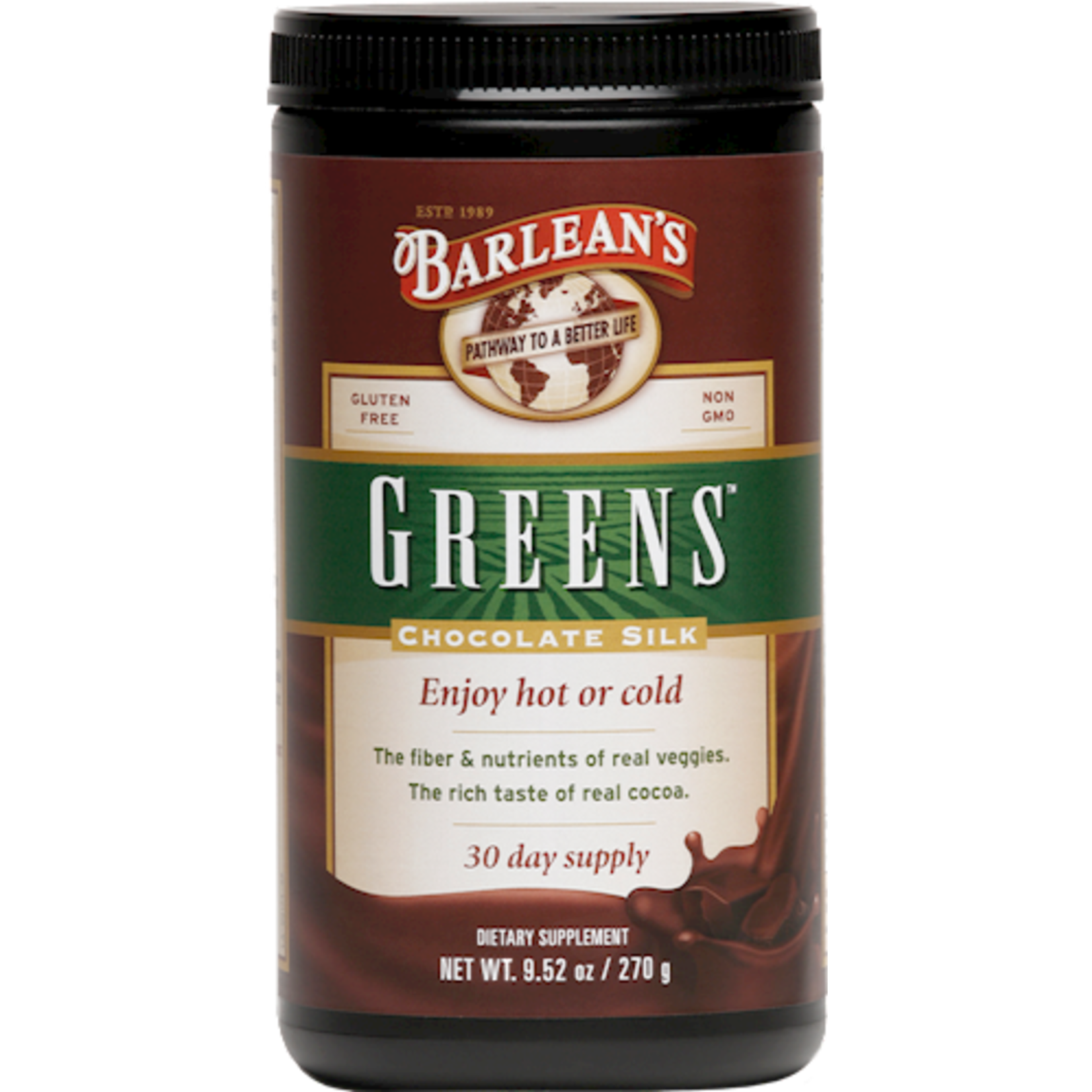 Barleans Barleans - Chocolate Silk Greens Powder - 9.52 oz