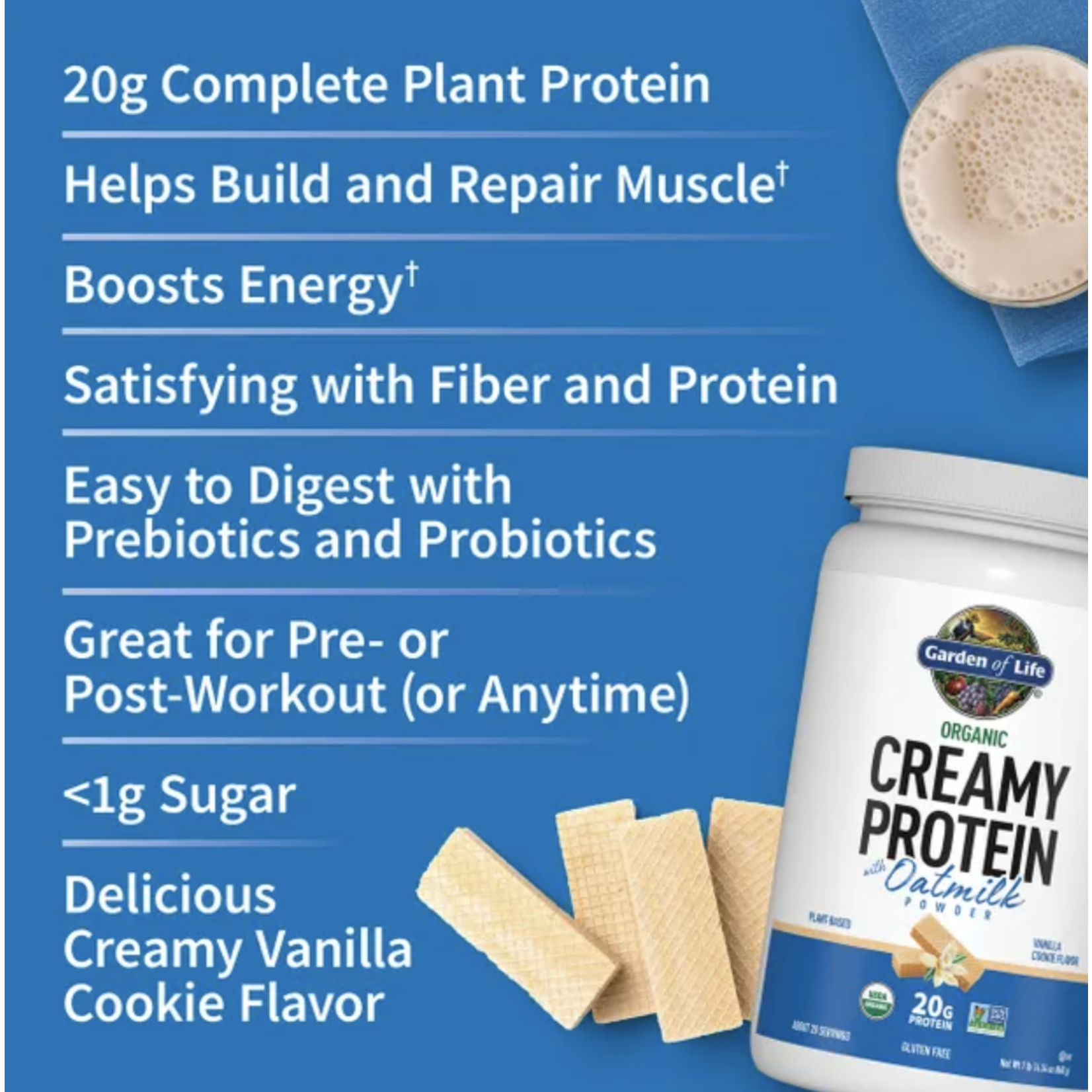 Garden of Life Garden of Life - Organic Creamy Protein Vanilla Cookie - 860 g