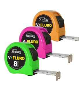 8m x 25mm V-Force Fluro Measuring Tape