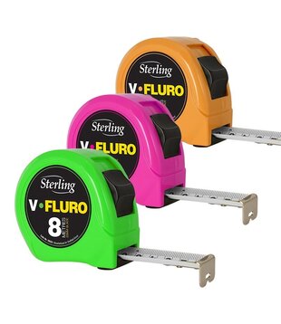 8m x 25mm V-Force Fluro Measuring Tape