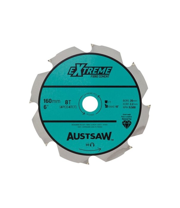 AUSTSAW Austsaw - 160mm (6 1/4in) Polycrystalline Diamond Blade - 20/16mm Bore - 4PCD 4TCT Teeth
