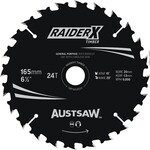 AUSTSAW Austsaw RaiderX Timber Blade 165mm x 20/16 Bore x 24 T Thin Kerf