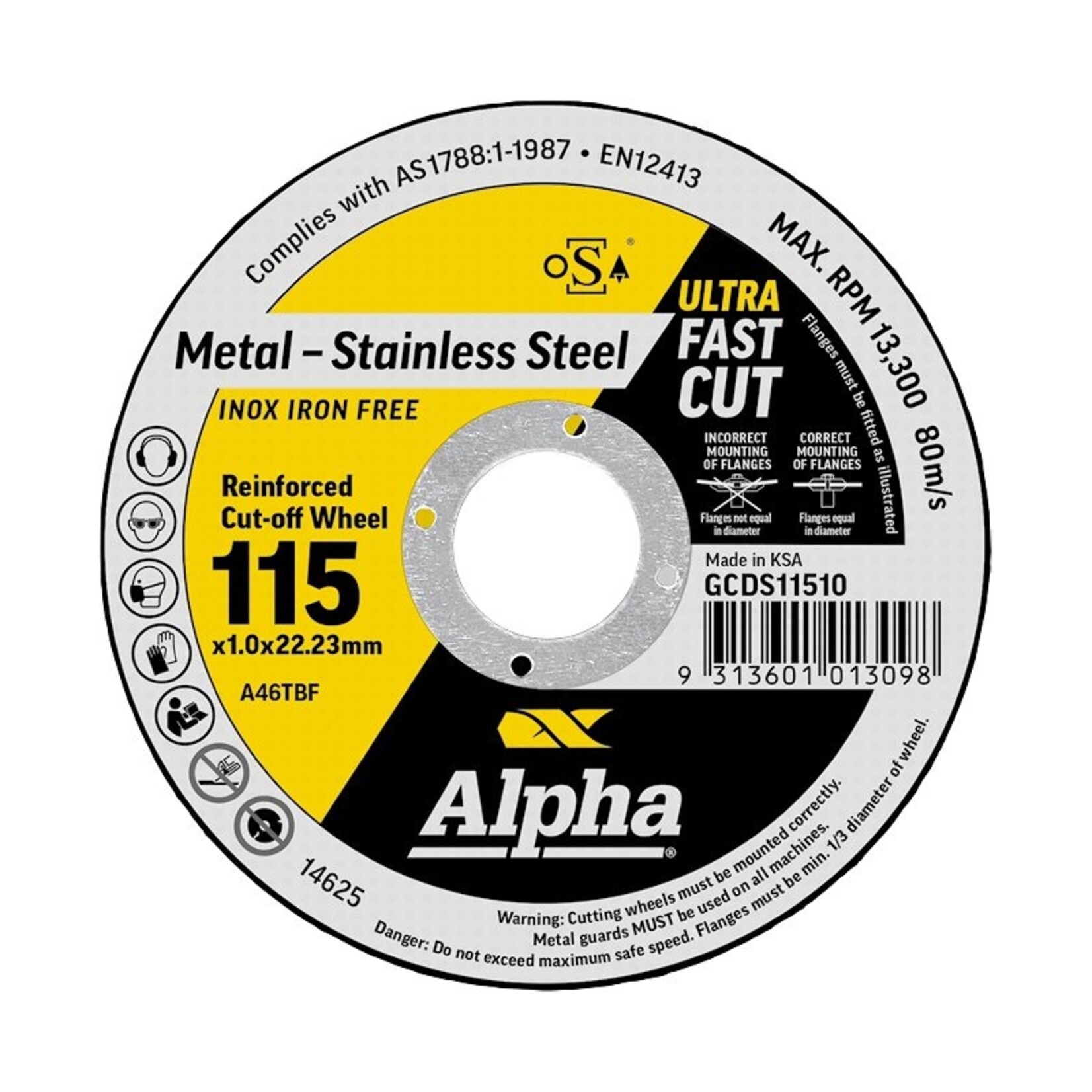 Alpha Cutting Disc 115 x 1.0 mm Alpha Bulk