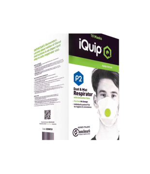 iQuip Dust & Mist Mask Flat Fold P2 With Valve 10Pcs