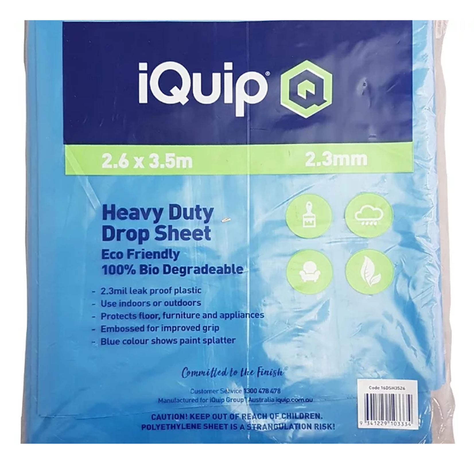 iQuip iQuip Plastic Heavy Duty Drop Sheet Blue 3.6X2.6M