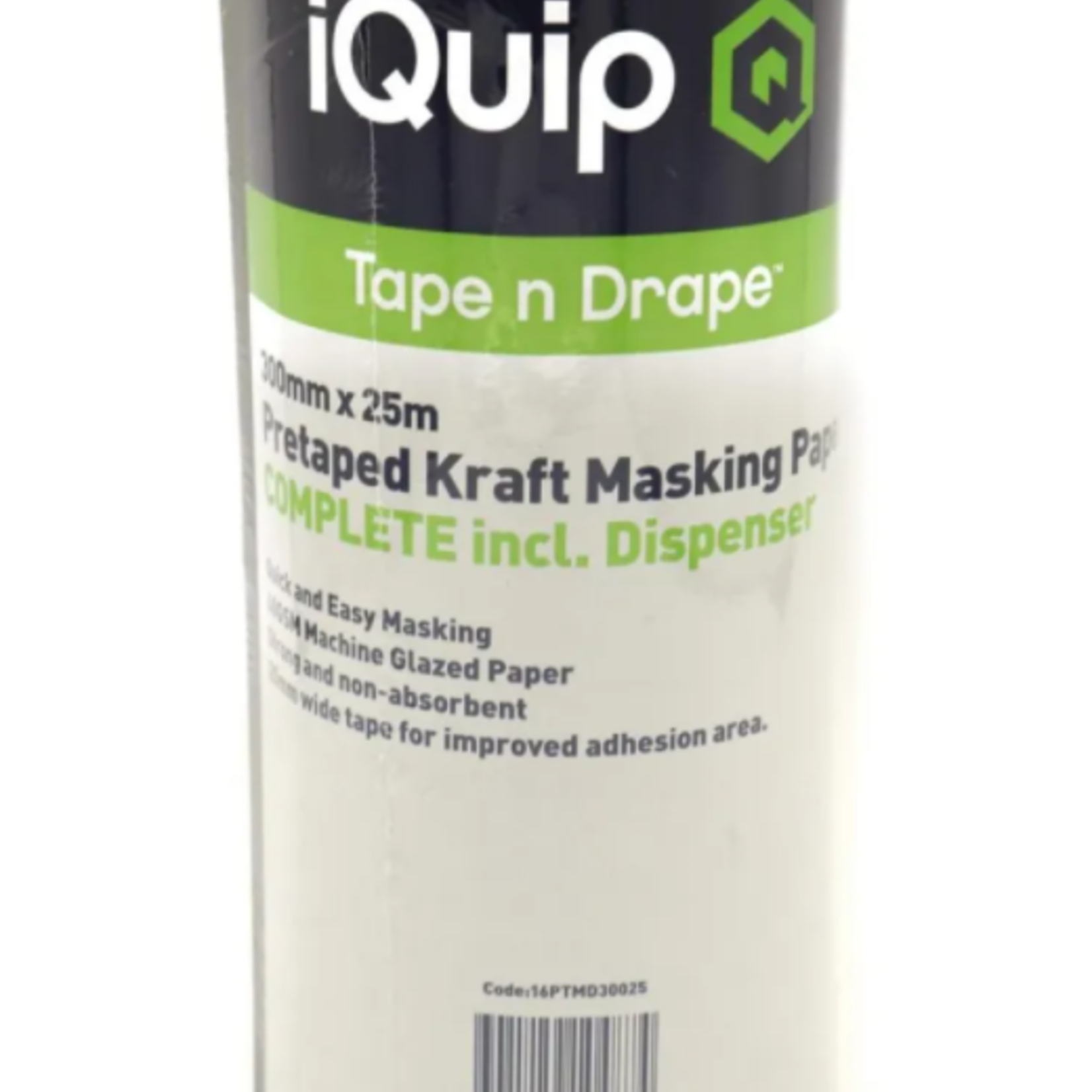iQuip iQuip Pretaped Kraft Masking Paper Disp. 300mm x 25m