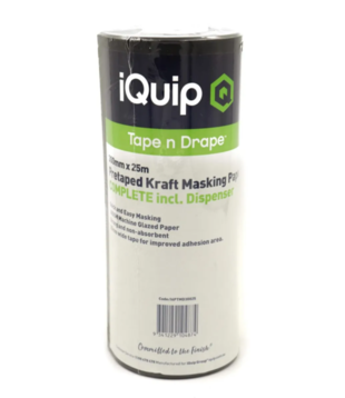 iQuip Pretaped Kraft Masking Paper Disp. 300mm x 25m
