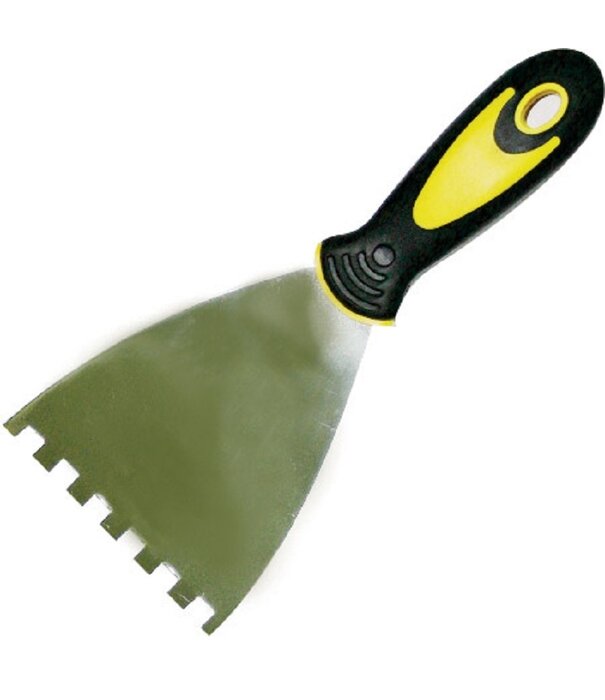 B.A.T Trims Pty Ltd Paint Scraper - Notched 100mm Soft Grip Handle 8mm Square Notched