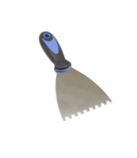 Paint Scraper - Notched 100mm Soft Grip Handle 6mm Square Notched