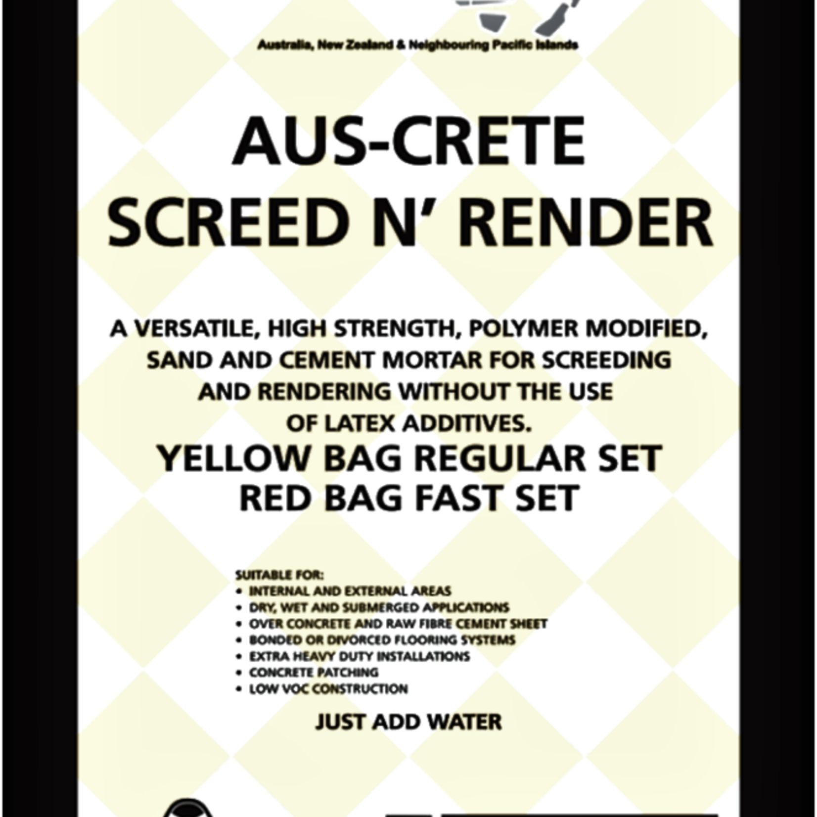 ATA Aus Screed n Render Normal Set - Bag Black/Yellow