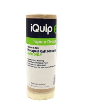 iQuip Pretaped Kraft Masking Paper Refill 300mm x 25m