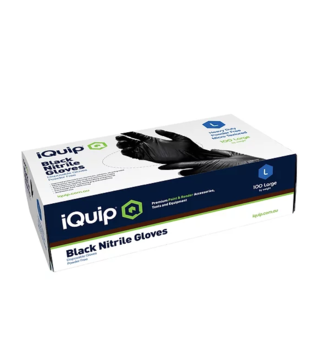 iQuip Textured Black Nitrile Gloves - X Large x 100
