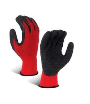 LATEX DIPPED GLOVES-RED POLY BACKING-SIZE 10/XL