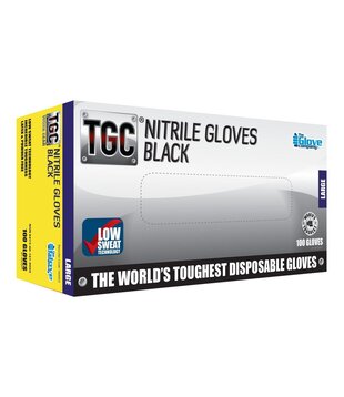 TGC Nitrile Gloves Black - Box of 100 Gloves