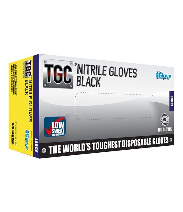 TGC Nitrile Gloves Black - Box of 100 Gloves