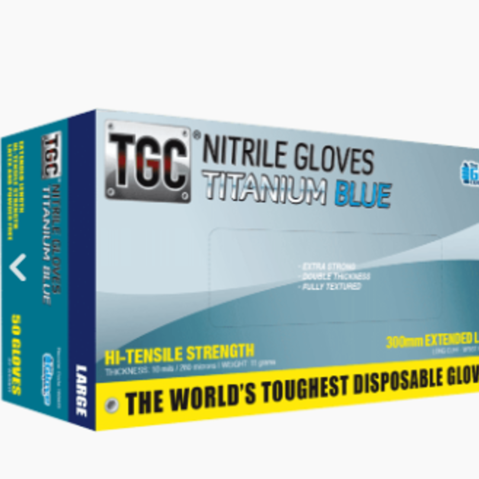 TGC Heavy Duty Titanium Blue Nitrile Disposable Gloves  50/ box