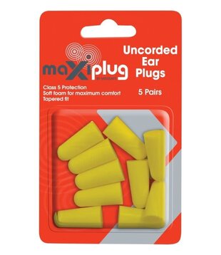 MaxiPlug Uncorded Earplugs - Blister Pack of 5 pairs